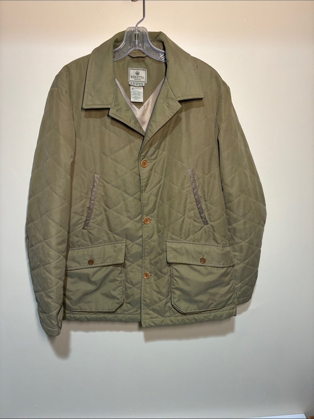 Beretta Quilted Field Jacket in Olive Green, Vintage